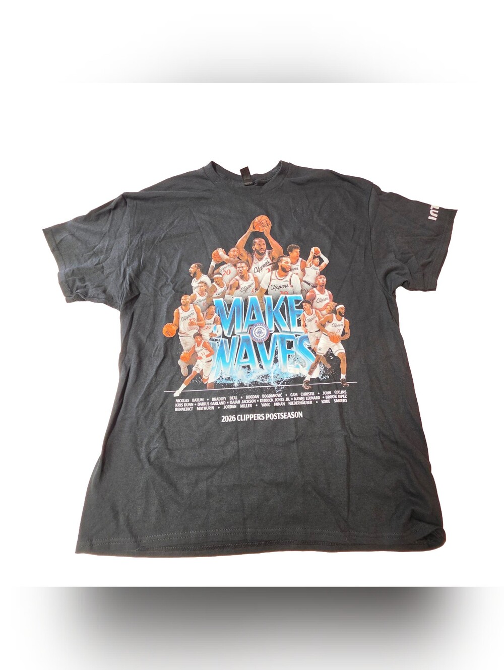 NBA LA Clippers 2026 Postseason Shirt XL 'Make Waves' Black Graphic Tee